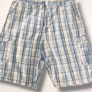 Beverly Hills Polo Club Shorts Men’s 36 Blue and White Cargo Preppy Y2K Retro